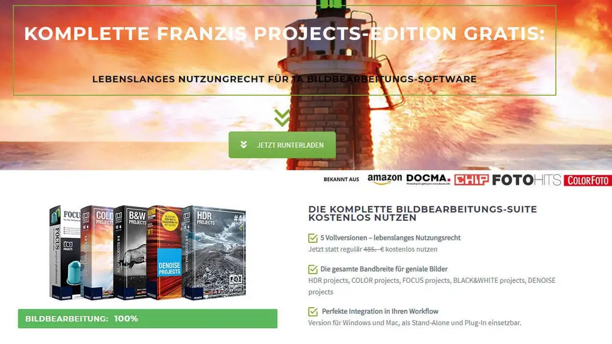 Kostenlose Fotosoftware-Pakete von Franzis sichern